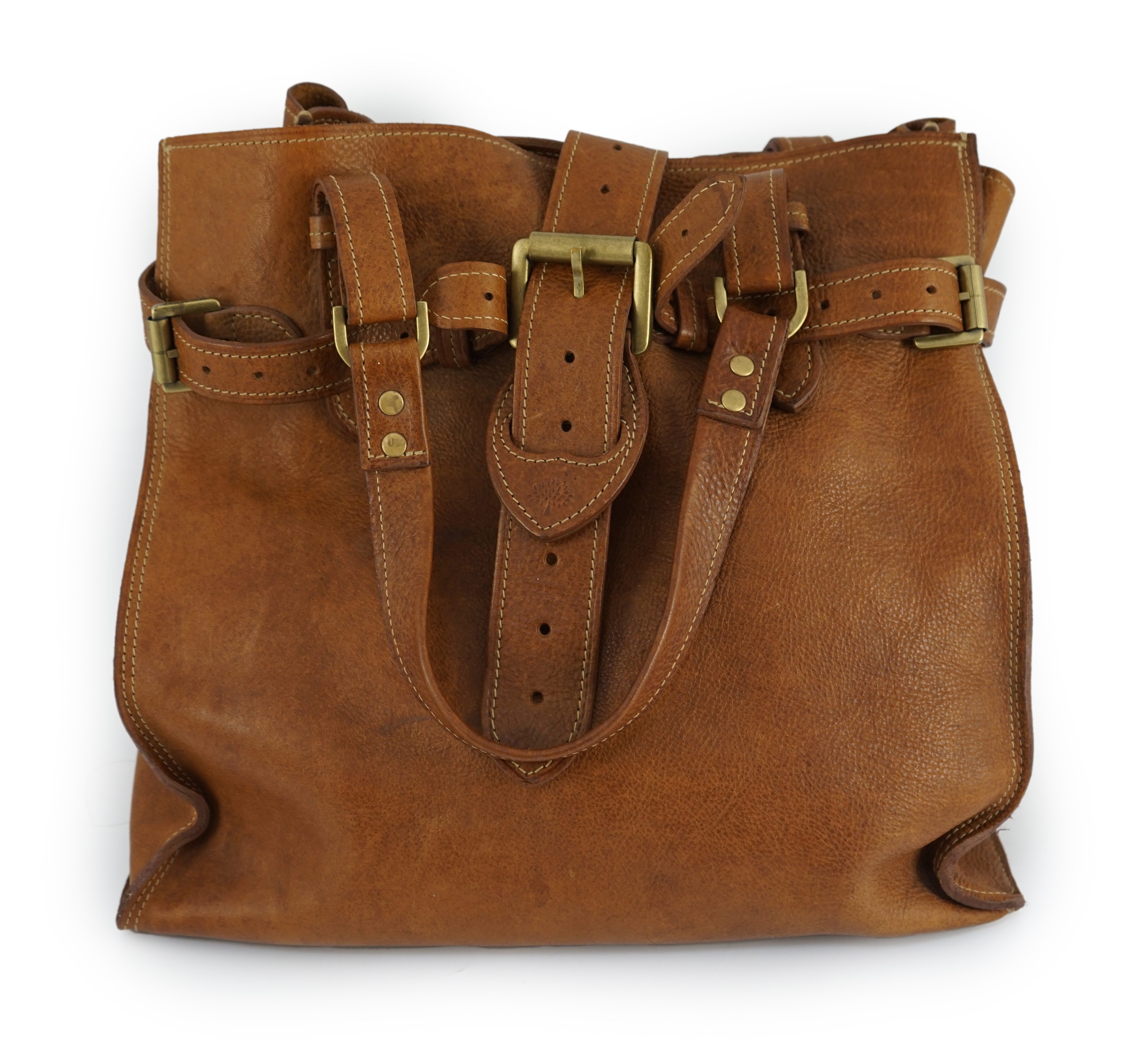 A Mulberry Elgin tote oak Darwin leather handbag, width 34cm, depth 15cm, height 33cm